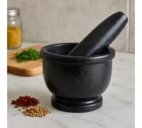 Black Marble Mortar And Pestle With Rim, Durable Natural Stone Grinder For Kitchen Use Premier Housewares Black One Size
