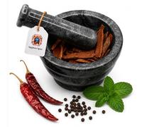 Black Marble Pestle and Mortar Set 15cm | Premium Solid Stone Spice Herb Grinder | Garlic Crusher Guacamole Pesto & Pill Crusher | Grinds Wet & Dry | Handmade Kitchen Gift UK
