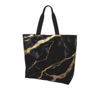 Black Marble Print Large Women Tote Bag,Stylish Waterproof Ladies Shoulder Bag, Folding Beach Travel Bag for Work,Shopping