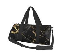 (Black Marble) Print Round Large Travel Bag - Multi-Compartment Organizer Lightweight for Trips & Sports