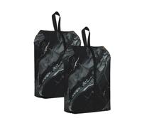 Black Marble Print Waterproof Shoe Bag Travel Bag with Carry Strap Storage Bag Versatile Cosmetic Bag-2pcs