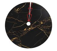 Black Marble Printed Christmas Tree Skirt 48 inch Xmas Tree Skirts Mat for Christmas Decoration Indoor Outdoor Ornaments