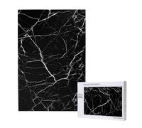 Black Marble Printed Jigsaw Puzzle with Storage Box, Wooden Puzzle for Adults and Kids, 1000 Pieces Family Fun Decorative Game