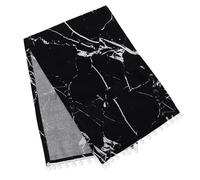 Black Marble Printed Microwave Cover for Kitchen Countertop Decor | Cotton Linen Blend, Wear Resistant Dust Shield, Modern Minimalist Style for Pantry Use and Oil Splash Protection