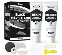 Black Marble Repair Kit, Tile and Granite Repair Kit for Cracks, Chips, Scratches and Holes, 2 Part Resin Bath, Sink, Shower Tray and Worktop Repair Kit for Bathroom and Kitchen Surfaces