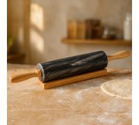 Black Marble Rolling Pin with Wooden Handles | Marmore