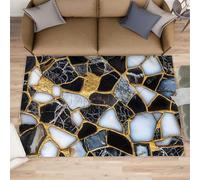 Black Marble Rug 60x110, White Marble Rugs for Bedroom, Agate Art Rugs for Living Room, Washable Area Rug for Boys Girls Room, Non Slip & Low Pile Carpet