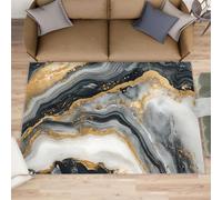 Black Marble Rug 80x150, Marble Rugs for Girls Room, Agate Patterns Rugs for Bedroom, Washable Area Rug for Bedside Dining Room Kitchen Floor Mat