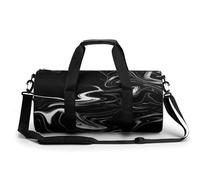 Black Marble Sport Duffel Bag Gym Bag Weekend Overnight Bag for Travel Camping Hiking Beach 45x23x23cm