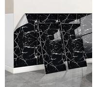 Black Marble Stick on Tiles Self Adhesive Wall Tiles for Kitchen Bathroom 60cmx30cm Peel and Stick Wall Tile Stickers Thicken Vinyl Waterproof for Kitchen Walls,50PCS=95sq.ft