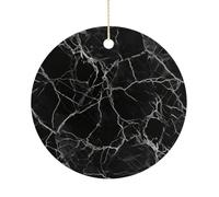 Black Marble Sublimation Ceramic Ornament Holiday Decorations Ceramic Round Porcelain Discs Sublimation Ornament for Personalized Xmas Tree Keepsake Crafts Decorate