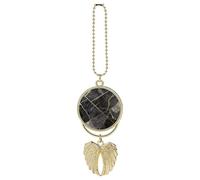 Black Marble Texture Gold Car Pendant, Rear View Mirror Hanging Ornament, Auto Decor for Rearview Mirror, Keychain Golden-Style