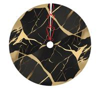 Black Marble Texture Gold Print Christmas Tree Skirt, Winter Xmas Tree Mat Decorations For Home Party Holiday Decorations