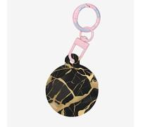 Black Marble Texture Gold Print Circular Pet Ornament Id Tags for Dog and Cat, Round Acrylic Pet Tag, Multiple Colors Sizes