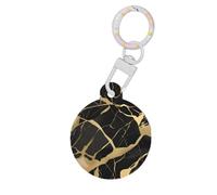 Black Marble Texture Gold Print Circular Pet Ornament Id Tags for Dog and Cat, Round Acrylic Pet Tag, Multiple Colors Sizes