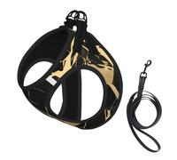 black marble texture gold print Dog Harness and Leash Set, Reflective Adjustable Puppy Vest for Small Medium Large Dogs, Cats