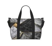 Black Marble Texture Gold Print Hand Travel Bag,Gym Bag,Weekend Travel Overnight Bag,Tote Bag Sports Bag For Women Men, Black, One Size