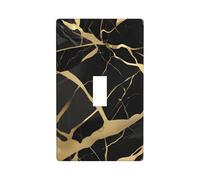 Black Marble Texture Gold Print Switch Plate Covers,1 Gang Wall Plate Single Toggle Light Switch Cover Plate