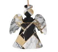 black marble texture gold Printed Angel Shape Christmas Tree Pendants 2 Pcs, Lanyards Home Holiday Xmas New Year Party Decorations