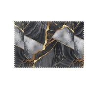 black marble texture gold Printing Polyester Placemats 6 Pieces, Indoor Outdoor Heat Resistant Dinner Table Place Mats Set of 6, 45x30 CM