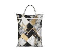 Black Marble Texture Gold Travel Laundry Bag with All-Over Print,Water-Resistant Twill Fabric,Smooth Zipper, Top Carry Handle,Hanging Loop,Large 58x46cm