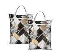 Black Marble Texture Gold Travel Laundry Bag with All-Over Print,Water-Resistant Twill Fabric,Smooth Zipper, Top Carry Handle,Hanging Loop,Large 58x46cm