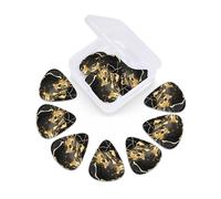 black marble texture golden print Guitar Picks 12 Pack, Mixed (0.46-0.96mm) with Storage Case for Guitar,ukulele