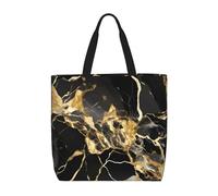 Black Marble Texture Golden Print Tote Bag For Womenshoulder Reusable Shopping Casual Travel Summer Beach Bags