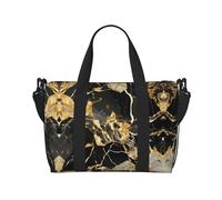 Black Marble Texture Golden Travel Bags, Weekender Carry On For Women, Sports Gym Bag, Workout Duffel Bag,Overnight, Black, One Size