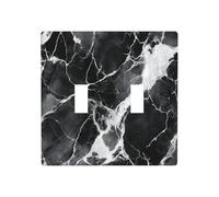 Black Marble Texture White Vein Double Gang Toggle Light Cover Wall Plate Switch Decor Standard Size - 11.4x11.4cm