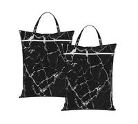 Black Marble Travel Laundry Bag with All-Over Print,Water-Resistant Twill Fabric,Smooth Zipper, Top Carry Handle,Hanging Loop,Large 58x46cm