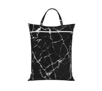 Black Marble Travel Laundry Bag with All-Over Print,Water-Resistant Twill Fabric,Smooth Zipper, Top Carry Handle,Hanging Loop,Large 58x46cm
