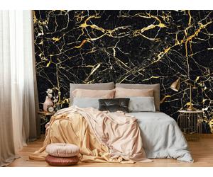 Black marbled wallpaper thick bedroom Photo wall mural stones gold elegant