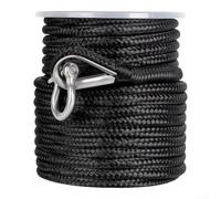Black Marine Mooring Line 100ft Heavy Duty Nylon(50ft black+bow) | 50ft black nylon, 316 stainless thimble, pre-spliced eye, 2060lbs capacity, yacht mooring