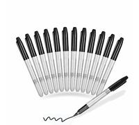 Black Marker Pens Permanent Markers Fine Tip Professional Personalized Permanent Hand Marker Home Business Artworks Fabric Painting Drawing Plastic Wood Stones Metal Glass Stationery Supplies (12pc)