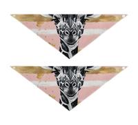 Black Masai Giraffe Pink and Gold Striped Dog Grooming Bandanas Bulk Adjustable Soft Dog Scarf Cute Pet Holiday Accessories Decor for Dogs Cats 2 Pack