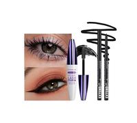 Black Mascara and Black Eyeliner Set,5D Waterproof Mascara Volume and Length Natural Lengthening Curling, Smudge Proof Eyeliner Pencil,Natural Eye Makeup Kit for Women, Christmas Set-04