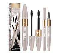 Black Mascara And Eyeliner Set, Waterproof Black Lash Extensions Colored Tubing Mascaras Volume And Length, Waterproof Non-Smudged, Long Lasting Suitable For Daily Use, Beginner Friendly