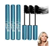 Black Mascara for Older Women, Volumizing and Lengthening Waterproof Mascara, Waterproof Mascara Black for Ageing Lashes, Smudge-Proof Long-Lasting Mascara for Mature Women (3PC)