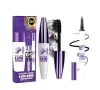 Black Mascara Liquid Eyeliner Set, 5D Mascara Black & Eye Liners Liquid, Long Lasting Waterproof Color Eye Liner Pen, 5D Silk Fiber Colored Smudgeproof Mascara for Cosplay, Party and Stage Makeup