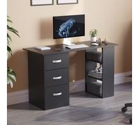 (Black) Mason 3 Drawer Shelf Computer Desk PC Office Study