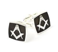 Black Masonic 925 Silver Plated Cufflinks with Velvet Pouch