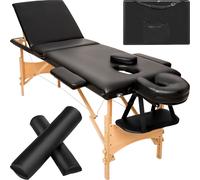 Tectake Massage Table Set Daniel - Removable Headrest, Armrests, Face Pad And Bolster Cushions - Black