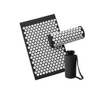 (Black Mate with Pillow) Base Yoga Acupressure Massage Mat + Pillow Spiky Pain Stress Soreness Relax Body