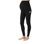 Black Maternity Leggings, Stretchy Pregnancy Leggings, Maternity Yoga Pants Can be Worn All Year Round, Pregnancy Pants, Workout Leggings with Pockets (UK, Alpha, XL, Regular, Regular, Black)