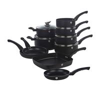 Blaumann 15 Pc Cookware Frying Cooking Grill Pan Pots Saucepan Soft Touch Handle (Black Matt)