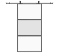 Sliding Door Black Matt Tempered Glass 102.5x205 cm Aluminum Frame Space-Saving