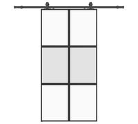 Sliding Door Black Matt Tempered Glass 102.5x205 cm Aluminum Frame Space-Saving