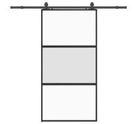 (black, matt and transparent, 102.5 x 205 cm (213 cm sliding rail)) vidaXL Sliding Door with Hardware Set Black 76x205 cm Tempered Glass