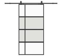 (black, matt and transparent, 102.5 x 205 cm (213 cm sliding rail)) vidaXL Sliding Door with Hardware Set Black 76x205 cm Tempered Glass
